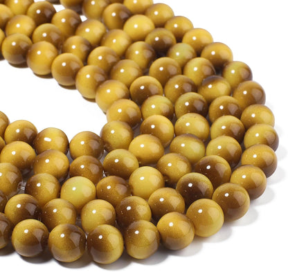 38PCS 10mm Yellow Tiger Eye Gemstone Beads for Jewelry Making, Round Smooth Glass Beads for DIY Bracelet Necklace Earring Keychain, Arts and Crafts, for Christmas Wedding Birthday