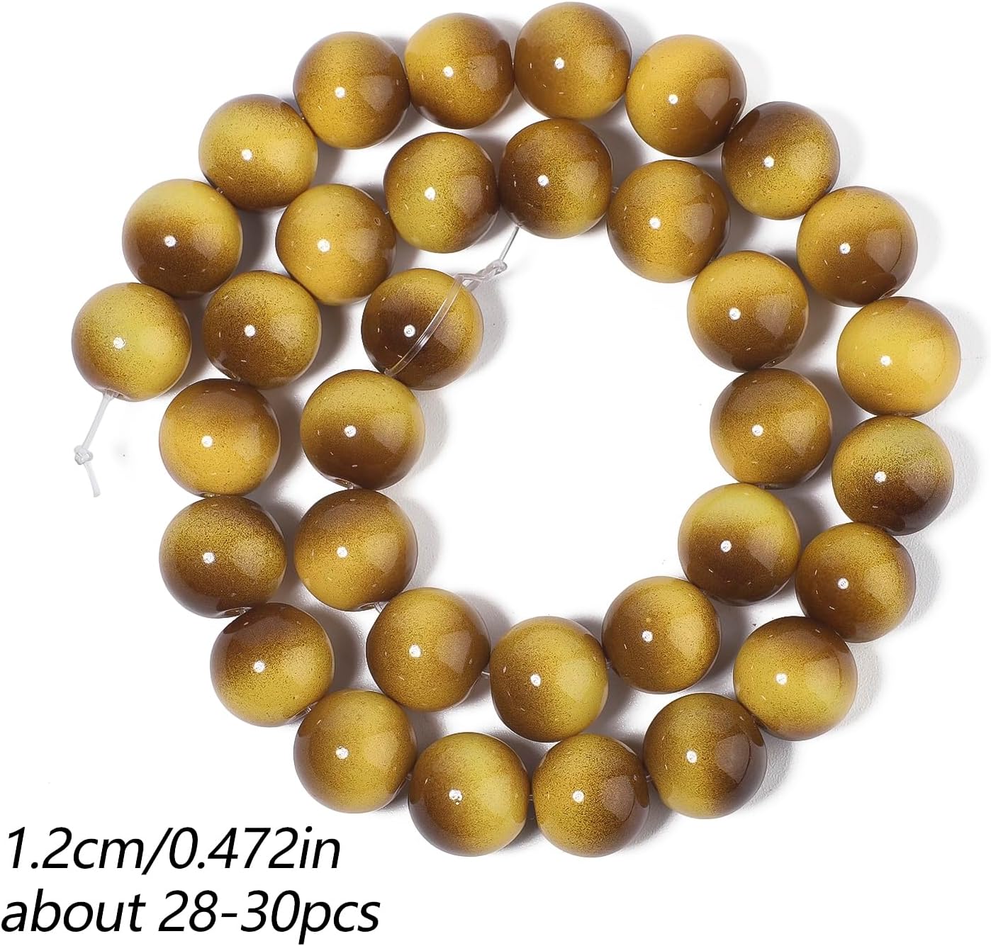 38PCS 10mm Yellow Tiger Eye Gemstone Beads for Jewelry Making, Round Smooth Glass Beads for DIY Bracelet Necklace Earring Keychain, Arts and Crafts, for Christmas Wedding Birthday