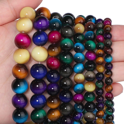 38PCS 10mm Yellow Tiger Eye Gemstone Beads for Jewelry Making, Round Smooth Glass Beads for DIY Bracelet Necklace Earring Keychain, Arts and Crafts, for Christmas Wedding Birthday