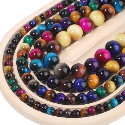 38PCS 10mm Yellow Tiger Eye Gemstone Beads for Jewelry Making, Round Smooth Glass Beads for DIY Bracelet Necklace Earring Keychain, Arts and Crafts, for Christmas Wedding Birthday