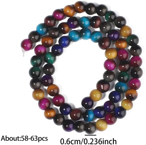 38PCS 10mm Yellow Tiger Eye Gemstone Beads for Jewelry Making, Round Smooth Glass Beads for DIY Bracelet Necklace Earring Keychain, Arts and Crafts, for Christmas Wedding Birthday