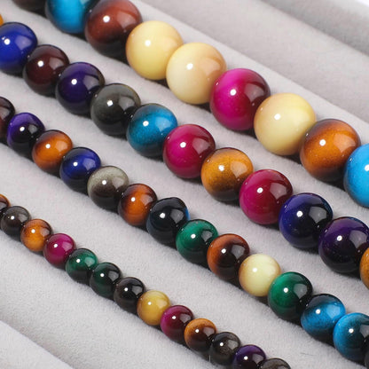 38PCS 10mm Yellow Tiger Eye Gemstone Beads for Jewelry Making, Round Smooth Glass Beads for DIY Bracelet Necklace Earring Keychain, Arts and Crafts, for Christmas Wedding Birthday