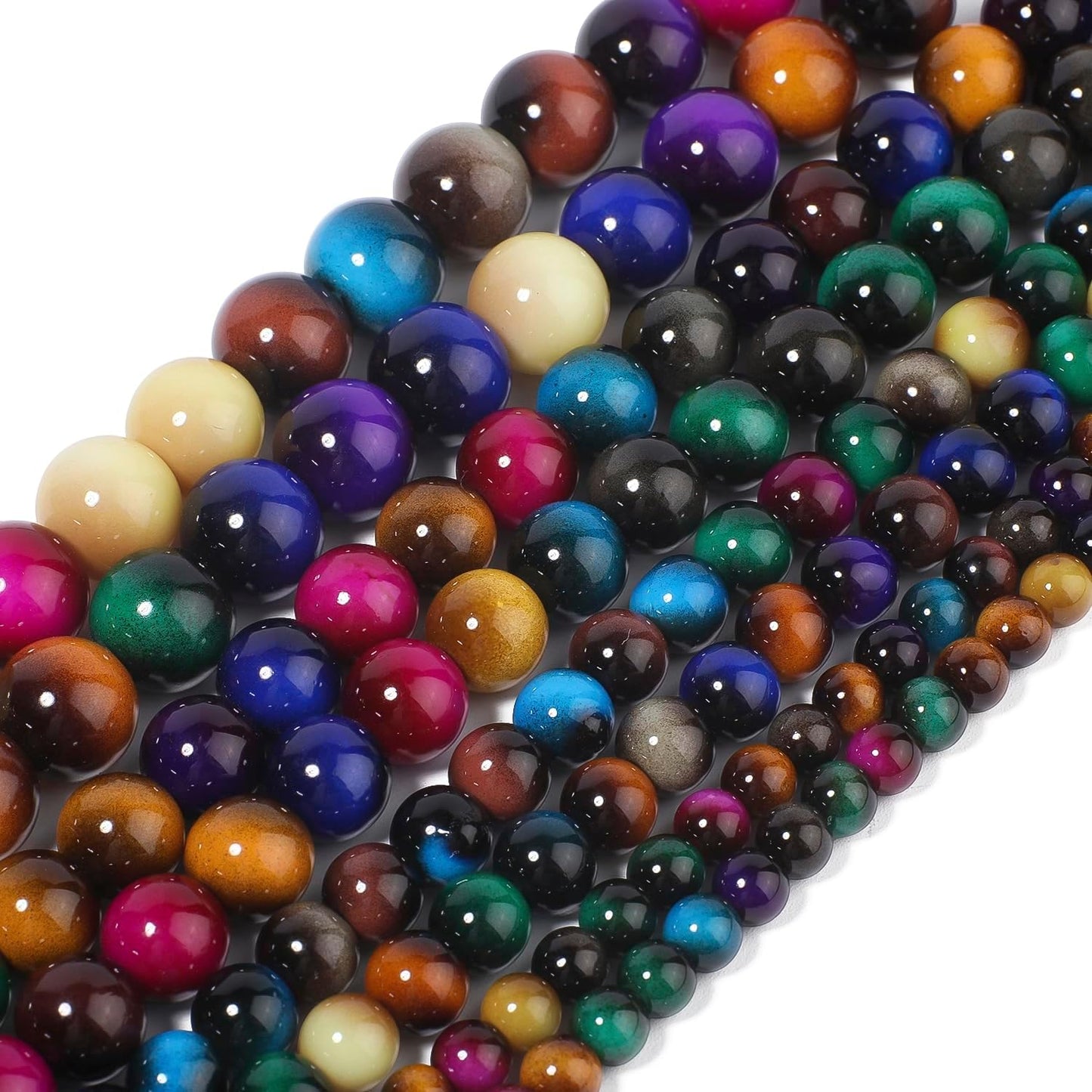 38PCS 10mm Yellow Tiger Eye Gemstone Beads for Jewelry Making, Round Smooth Glass Beads for DIY Bracelet Necklace Earring Keychain, Arts and Crafts, for Christmas Wedding Birthday