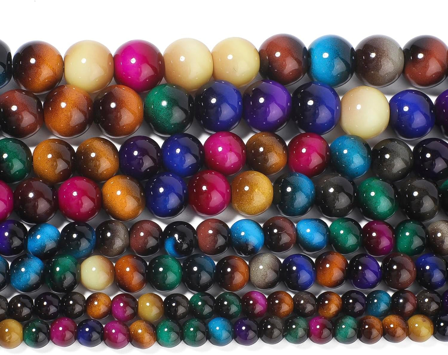 38PCS 10mm Yellow Tiger Eye Gemstone Beads for Jewelry Making, Round Smooth Glass Beads for DIY Bracelet Necklace Earring Keychain, Arts and Crafts, for Christmas Wedding Birthday