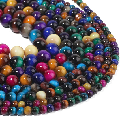 38PCS 10mm Yellow Tiger Eye Gemstone Beads for Jewelry Making, Round Smooth Glass Beads for DIY Bracelet Necklace Earring Keychain, Arts and Crafts, for Christmas Wedding Birthday