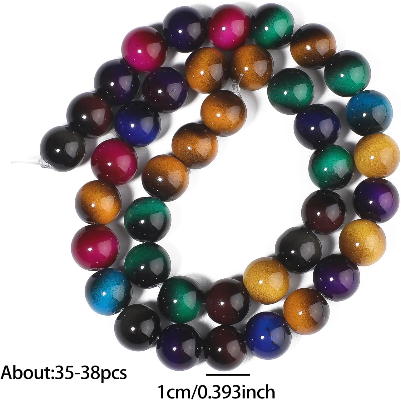 38PCS 10mm Yellow Tiger Eye Gemstone Beads for Jewelry Making, Round Smooth Glass Beads for DIY Bracelet Necklace Earring Keychain, Arts and Crafts, for Christmas Wedding Birthday