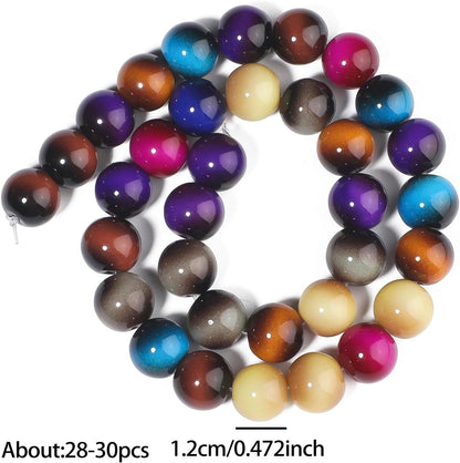 38PCS 10mm Yellow Tiger Eye Gemstone Beads for Jewelry Making, Round Smooth Glass Beads for DIY Bracelet Necklace Earring Keychain, Arts and Crafts, for Christmas Wedding Birthday