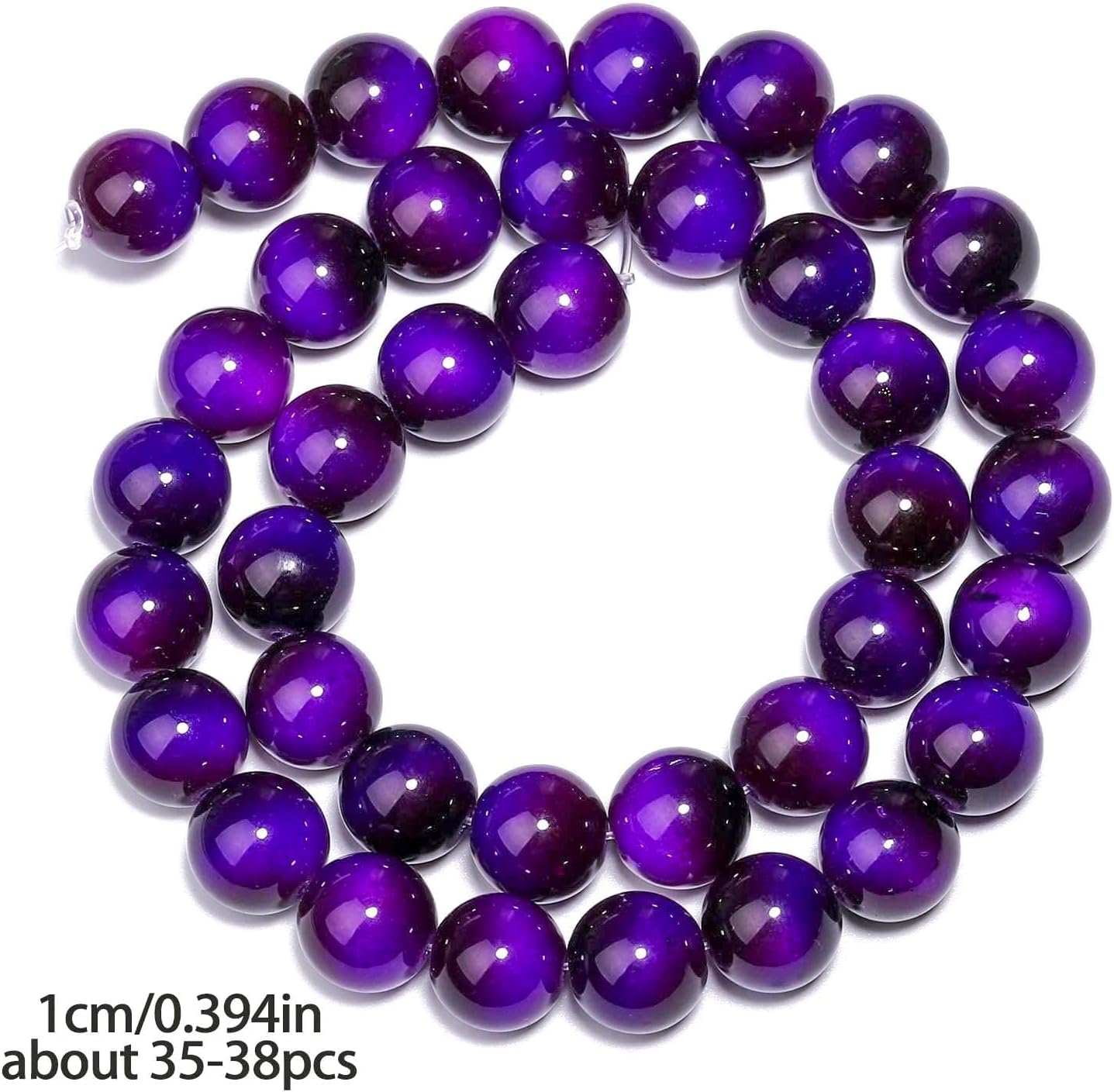 38PCS 10mm Yellow Tiger Eye Gemstone Beads for Jewelry Making, Round Smooth Glass Beads for DIY Bracelet Necklace Earring Keychain, Arts and Crafts, for Christmas Wedding Birthday