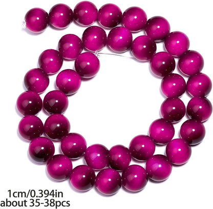 38PCS 10mm Yellow Tiger Eye Gemstone Beads for Jewelry Making, Round Smooth Glass Beads for DIY Bracelet Necklace Earring Keychain, Arts and Crafts, for Christmas Wedding Birthday