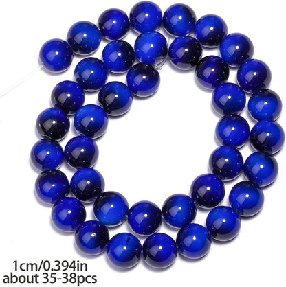 38PCS 10mm Yellow Tiger Eye Gemstone Beads for Jewelry Making, Round Smooth Glass Beads for DIY Bracelet Necklace Earring Keychain, Arts and Crafts, for Christmas Wedding Birthday