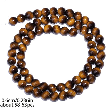 38PCS 10mm Yellow Tiger Eye Gemstone Beads for Jewelry Making, Round Smooth Glass Beads for DIY Bracelet Necklace Earring Keychain, Arts and Crafts, for Christmas Wedding Birthday