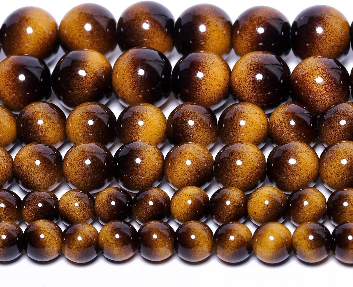 38PCS 10mm Yellow Tiger Eye Gemstone Beads for Jewelry Making, Round Smooth Glass Beads for DIY Bracelet Necklace Earring Keychain, Arts and Crafts, for Christmas Wedding Birthday
