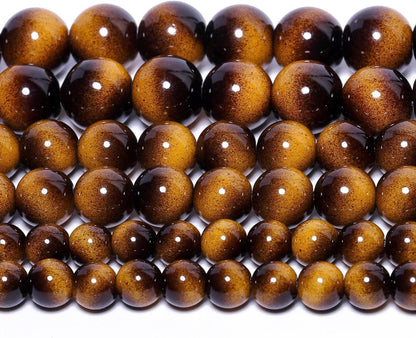 38PCS 10mm Yellow Tiger Eye Gemstone Beads for Jewelry Making, Round Smooth Glass Beads for DIY Bracelet Necklace Earring Keychain, Arts and Crafts, for Christmas Wedding Birthday
