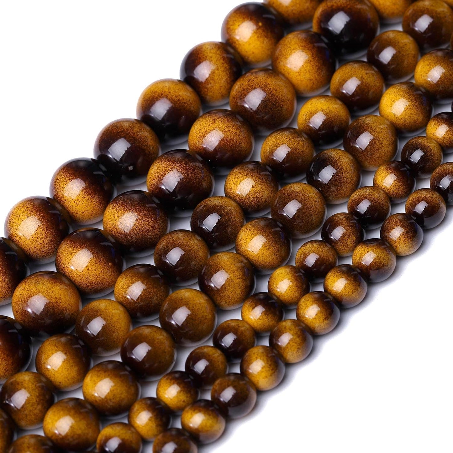 38PCS 10mm Yellow Tiger Eye Gemstone Beads for Jewelry Making, Round Smooth Glass Beads for DIY Bracelet Necklace Earring Keychain, Arts and Crafts, for Christmas Wedding Birthday