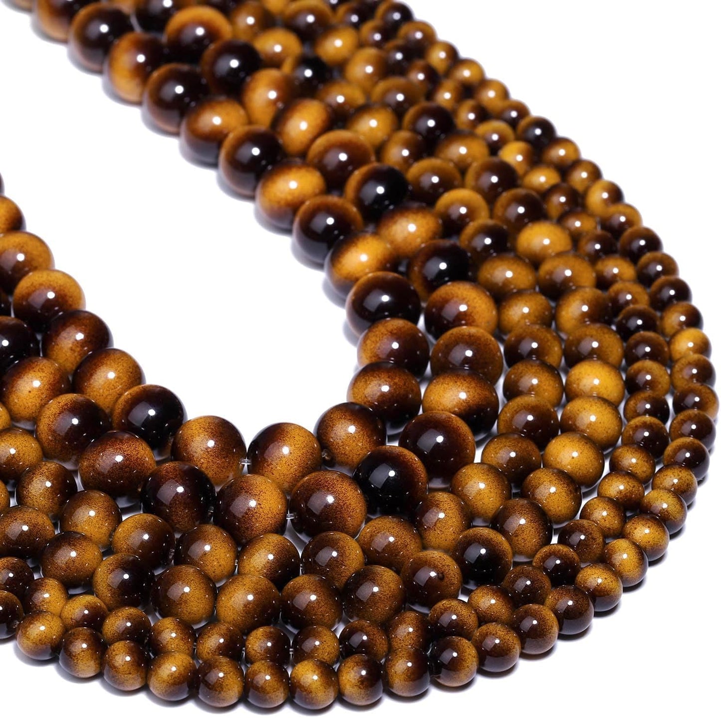 38PCS 10mm Yellow Tiger Eye Gemstone Beads for Jewelry Making, Round Smooth Glass Beads for DIY Bracelet Necklace Earring Keychain, Arts and Crafts, for Christmas Wedding Birthday