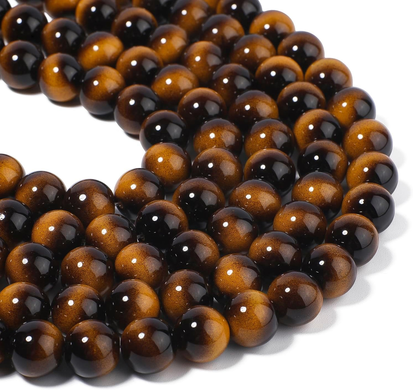 38PCS 10mm Yellow Tiger Eye Gemstone Beads for Jewelry Making, Round Smooth Glass Beads for DIY Bracelet Necklace Earring Keychain, Arts and Crafts, for Christmas Wedding Birthday