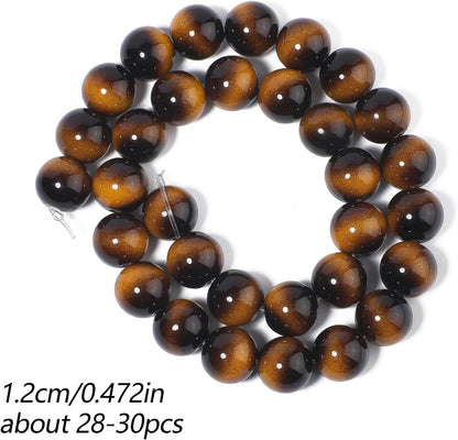 38PCS 10mm Yellow Tiger Eye Gemstone Beads for Jewelry Making, Round Smooth Glass Beads for DIY Bracelet Necklace Earring Keychain, Arts and Crafts, for Christmas Wedding Birthday