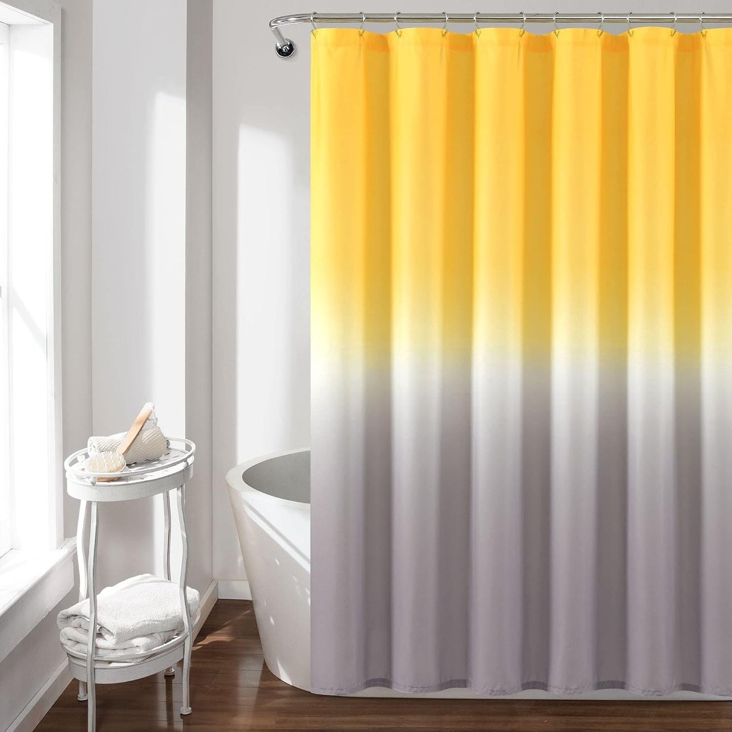 Umbre Fiesta Shower Curtain Single 72" W x 72" L Yellow & Gray - Yellow Shower Curtains for Bathroom - Bathroom Curtain - Ombre Curtains