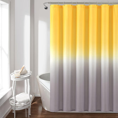 Umbre Fiesta Shower Curtain Single 72" W x 72" L Yellow & Gray - Yellow Shower Curtains for Bathroom - Bathroom Curtain - Ombre Curtains
