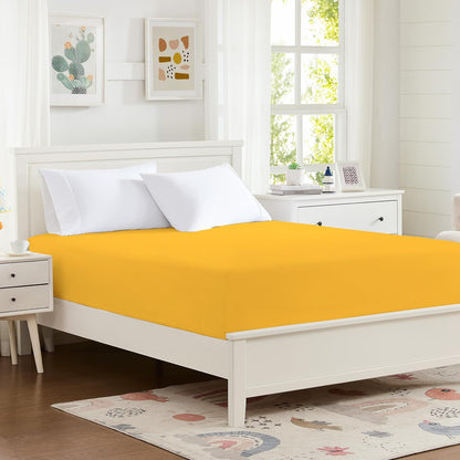 100% Microfiber Twin Size Fitted Sheet Only, Ultra Soft Hotel Quality 14" Deep Pocket, Twin XL Bed Sheet Matress Protector for Dormitory, Machine Washable and Non-Fade, 39"x75" Yellow