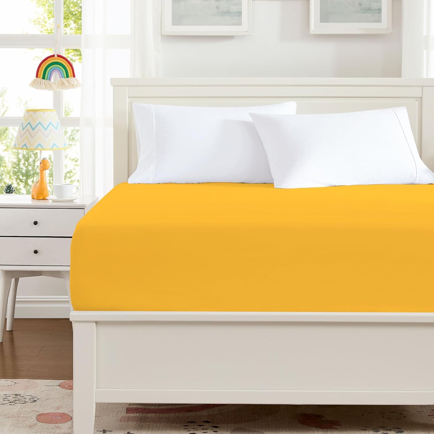 100% Microfiber Twin Size Fitted Sheet Only, Ultra Soft Hotel Quality 14" Deep Pocket, Twin XL Bed Sheet Matress Protector for Dormitory, Machine Washable and Non-Fade, 39"x75" Yellow