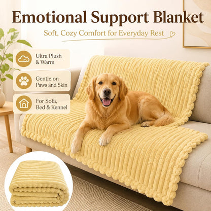 Emotional Support Blanket Yellow, Security Blanket, Calming Dog Blanket, Rabbit Hair Plush, Designed for Pets, Soft and Comfortable for Indoors Sofa, Kennel (Yellow, 39.37 * 59.06")