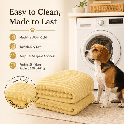 Emotional Support Blanket Yellow, Security Blanket, Calming Dog Blanket, Rabbit Hair Plush, Designed for Pets, Soft and Comfortable for Indoors Sofa, Kennel (Yellow, 39.37 * 59.06")