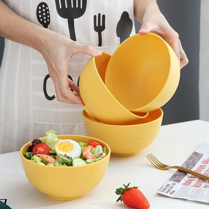 Cereal Bowls 4 Pieces, Unbreakable And Reusable Light Weight Bowl For Rice Noodle Soup Snack Salad Fruit Dishwasher Safe, Microwave Safe BPA Free (Gold Yellow)