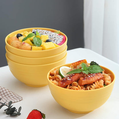Cereal Bowls 4 Pieces, Unbreakable And Reusable Light Weight Bowl For Rice Noodle Soup Snack Salad Fruit Dishwasher Safe, Microwave Safe BPA Free (Gold Yellow)