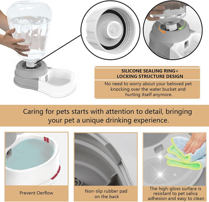 1.6 Gallon Automatic Dog Water Dispenser, Large Capacity Gravity Pet Water Bowl for Multiple Pets, BPA-Free Cat Water Feeder for Large Dogs, Refill Less Often, Grey | Pet Water Dispenser, Large Capacity Water Feeder for Cats and Dogs, Refill Less Often