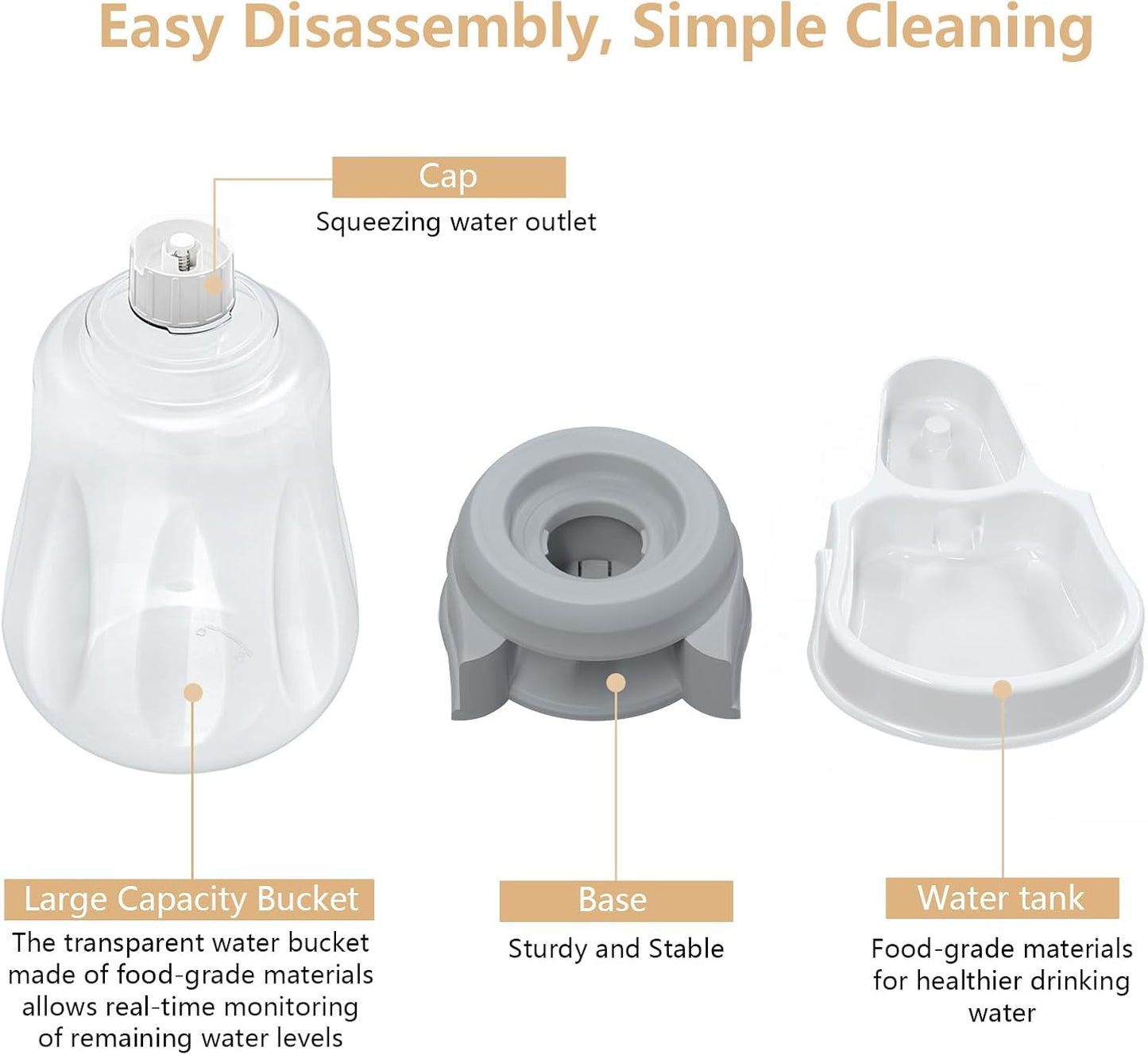1.6 Gallon Automatic Dog Water Dispenser, Large Capacity Gravity Pet Water Bowl for Multiple Pets, BPA-Free Cat Water Feeder for Large Dogs, Refill Less Often, Grey | Pet Water Dispenser, Large Capacity Water Feeder for Cats and Dogs, Refill Less Often