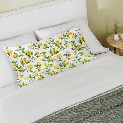 Lemon Satin Pillowcase for Hair and Skin Soft Silk Pillow Case Slip | Fruit Flower Yellow Cooling Pillow Cases with Envelope Closure King Size Pillow Cover for Women Men Kids Boys Girls 20x40