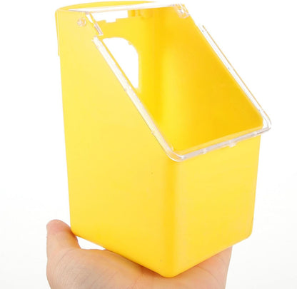 5pcs Yellow Hanging Bird Cage Feeders with Clear Lids Plastic Single Hole Pigeon Feeder Boxes for Parakeet Dove Quail Poultry Food and Water Dispenser Easy Installation and Stable
