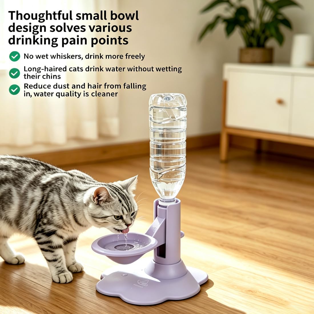 Gravity Cat Water Dispenser Stand - Spill-Proof, Pet Water Bowl Base with 3 Suction Cups - Filter-Free & No Electricity Automatic Water Attachment for Standard Bottles，Yellow A