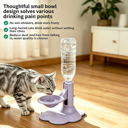 Gravity Cat Water Dispenser Stand - Spill-Proof, Pet Water Bowl Base with 3 Suction Cups - Filter-Free & No Electricity Automatic Water Attachment for Standard Bottles，Yellow A