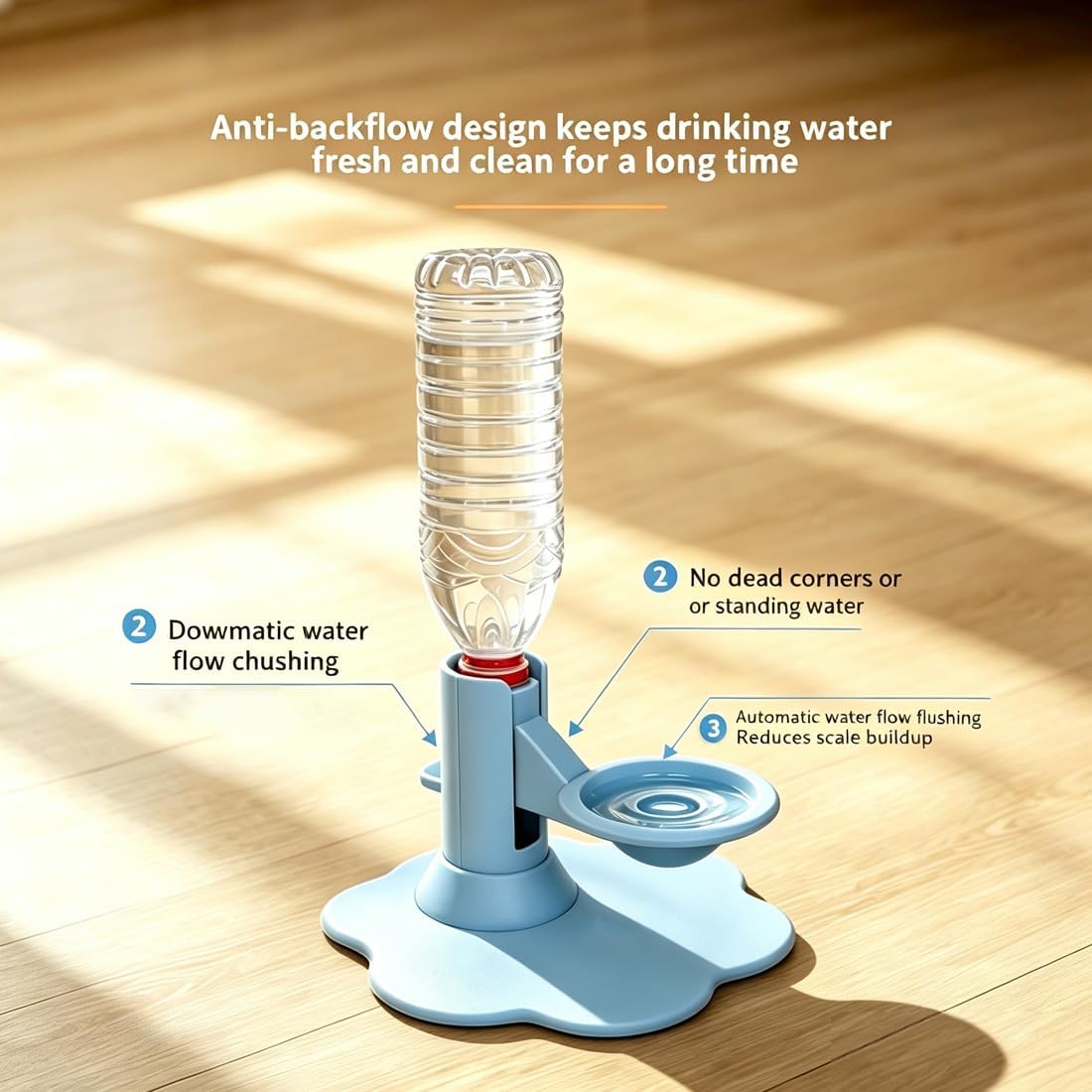 Gravity Cat Water Dispenser Stand - Spill-Proof, Pet Water Bowl Base with 3 Suction Cups - Filter-Free & No Electricity Automatic Water Attachment for Standard Bottles，Yellow A