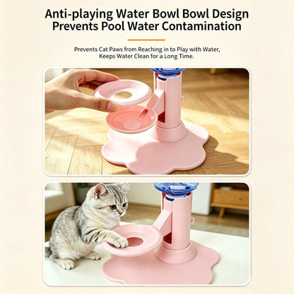 Gravity Cat Water Dispenser Stand - Spill-Proof, Pet Water Bowl Base with 3 Suction Cups - Filter-Free & No Electricity Automatic Water Attachment for Standard Bottles，Yellow A