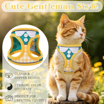 Escape Proof Cat Harness and Leash Set with Reflective Strips | Adjustable Cat Vest Harness for Walking,Breathable Lightweight Soft Mesh Kitten Harness and Leash for Kitty Bunny Puppy,S