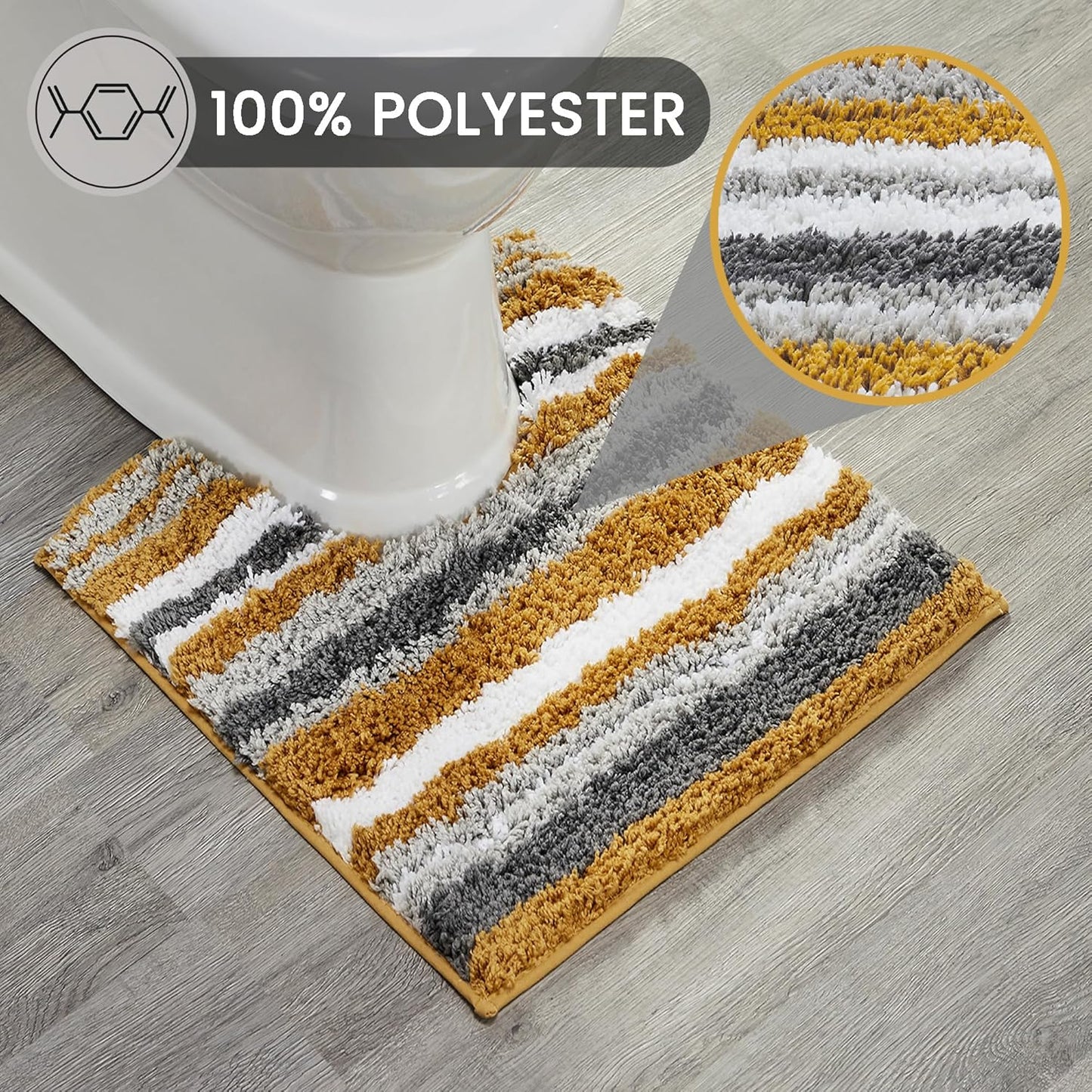 Griffie Collection Premium Contour Bath mat Toilet mats for Bathroom, Toilet Rugs U Shaped, Machine Washable Non Slip mat, Bathroom Contour Rug for Toilet - Yellow Toilet Rug