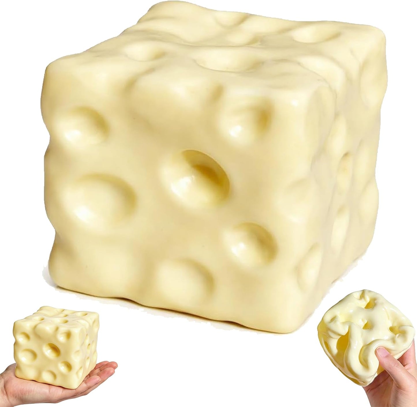 Jumbo Yellow Cheese Squishy - Squeeze Luck Cheese Squishy Skin Soft , Soft Novelty Slow Rising Sensory Cheese Stress & Anxiety Relief Fidget Toys (Yellow-1pcs, L-2.75inch)