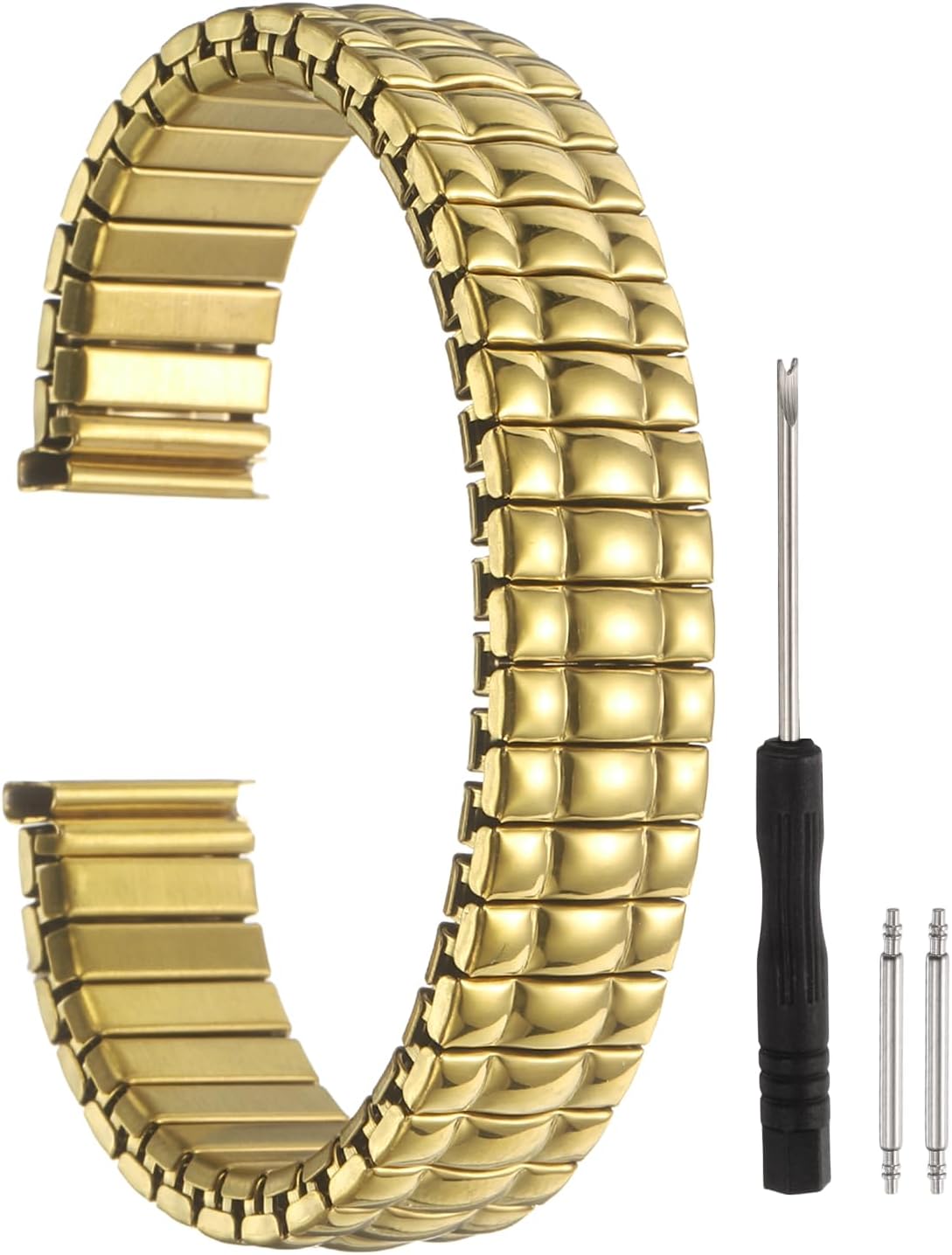 Expansion Watch Bands Stainless Steel with Spring Bars Removal Tool for Women Men Metal Replacement Watch Band
