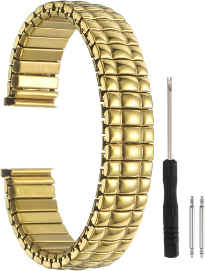 Expansion Watch Bands Stainless Steel with Spring Bars Removal Tool for Women Men Metal Replacement Watch Band