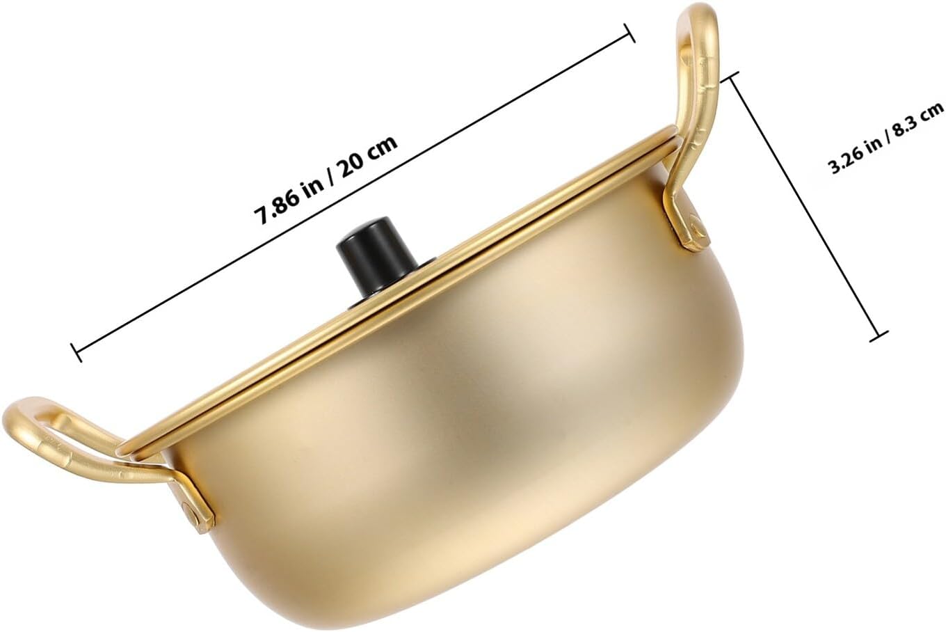Korean Style 20cm Aluminum Ramen Pot with Lid and Dual Handles, Instant Noodle Cooking Pot for Soup and Small Meals, Lightweight Yellow Aluminum Saucepan for Stove Use