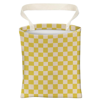Car Trash Can, Cute Car Trash Bag, Hanging Car Organizer and Storage Bag, Trash Bin for Car Accessories, Vehicle, Travelling, Camping White Yellow Plaid