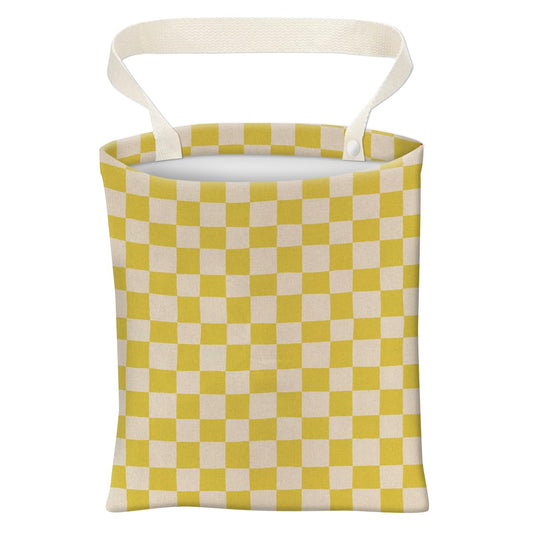Car Trash Can, Cute Car Trash Bag, Hanging Car Organizer and Storage Bag, Trash Bin for Car Accessories, Vehicle, Travelling, Camping White Yellow Plaid