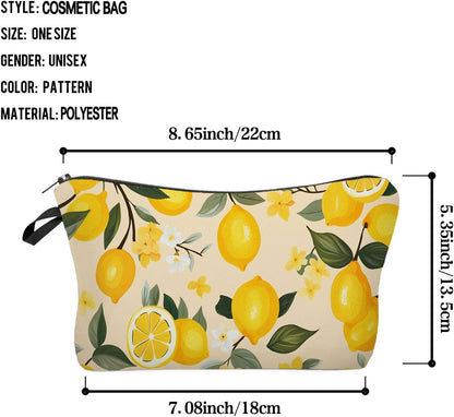 Lemon Cute Small Makeup Bag | Printed Padded Cosmetic Organizer Zipper Pouch, Lemon Gift for Women Friends