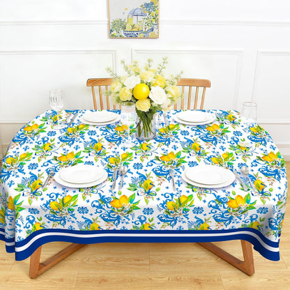 Spring Summer Lemon Table Cloth 60x84 Inch Waterproof Washable Lemon Oval Tablecloth Spring Summer Table Decor for Dining Holiday Party