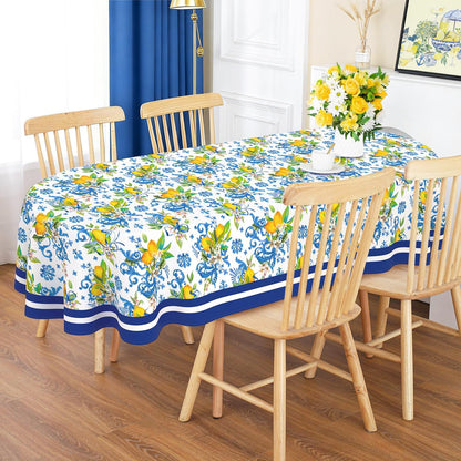 Spring Summer Lemon Table Cloth 60x84 Inch Waterproof Washable Lemon Oval Tablecloth Spring Summer Table Decor for Dining Holiday Party