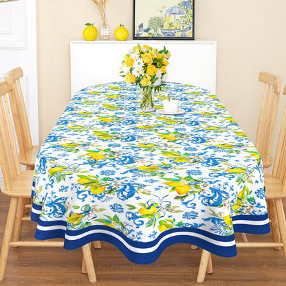 Spring Summer Lemon Table Cloth 60x84 Inch Waterproof Washable Lemon Oval Tablecloth Spring Summer Table Decor for Dining Holiday Party