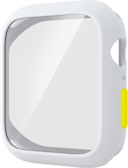 Case Compatible with Apple Watch 7/8/9 45MM with Tempered Glass Screen Protector, Full Coverage Bumper Cover for iWatch Smartwatch Accessories White+Yellow